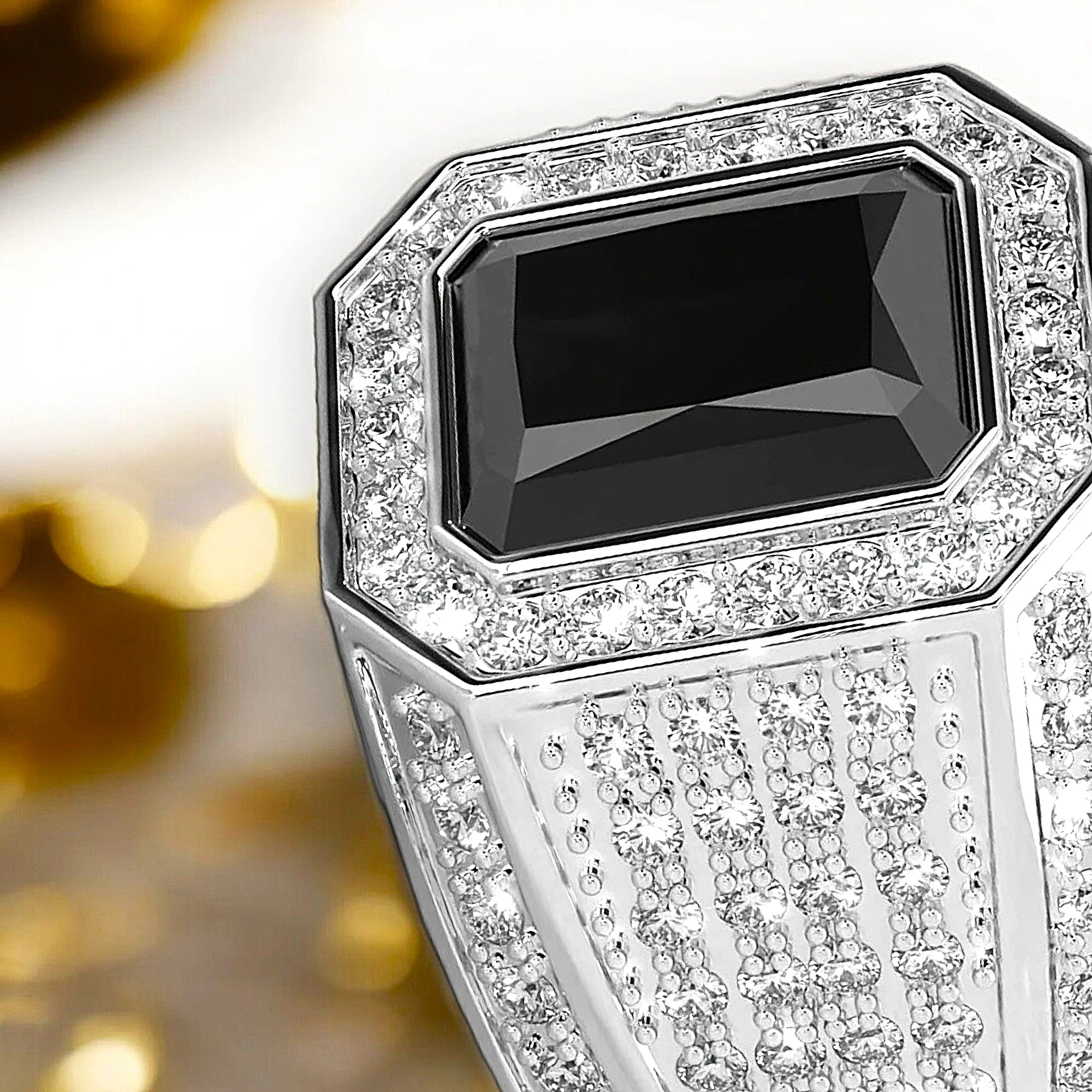 Bague arabe premium Rawda en onyx avec détails brillants